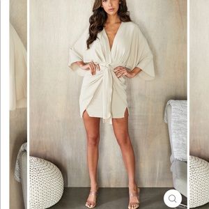 Avana Lifestyle - Tied Up Mini Dress in Beige (Large)